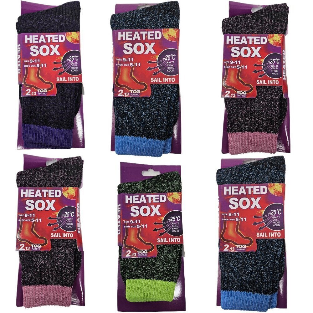 Women Thermal Socks Winter Heated Heavy Duty Crew Warm Socks Size 9-11 6 Pairs